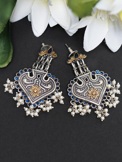 dual tone brass earrings - 19768567 - Standard Image - 0