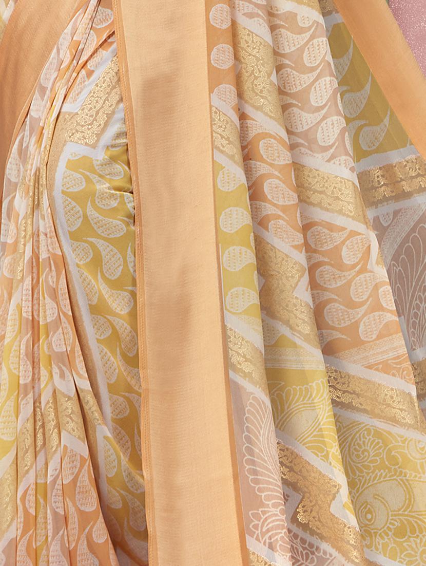 orange printed saree with blouse - 19771227 - Standard Image - 2