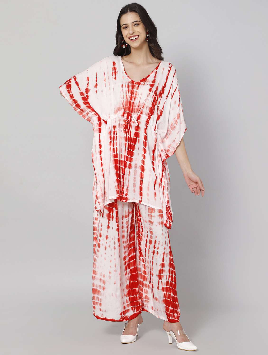 tie & dye kaftan and palazzo set