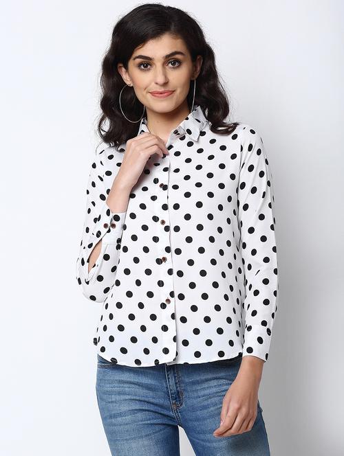 white polka dot crepe women's shirt - 19772485 -  Standard Image - 0
