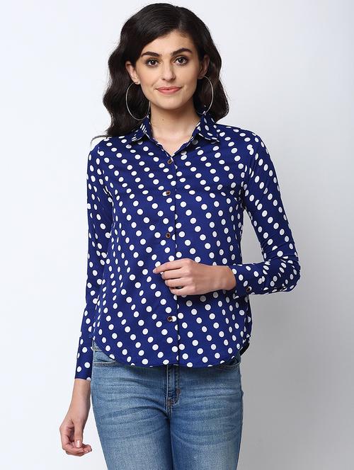 enchanted drapes blue polka dot crepe women's shirt - 19772486 -  Standard Image - 0