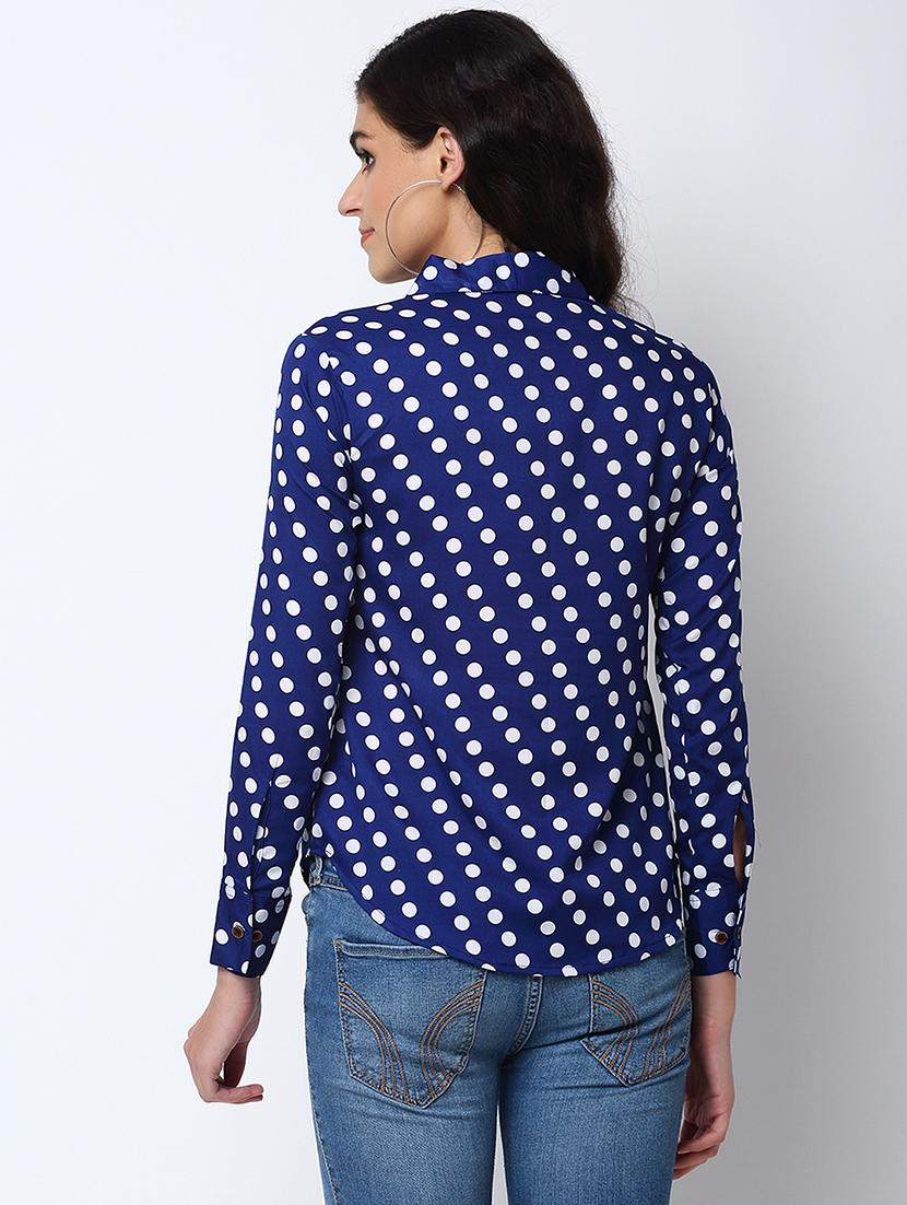 enchanted drapes blue polka dot crepe women's shirt - 19772486 - Standard Image - 2