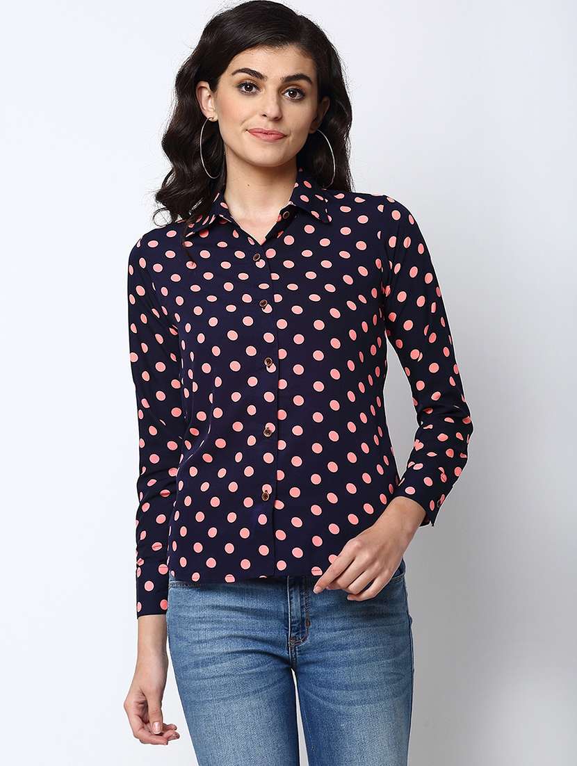 polka dots crepe regular shirt