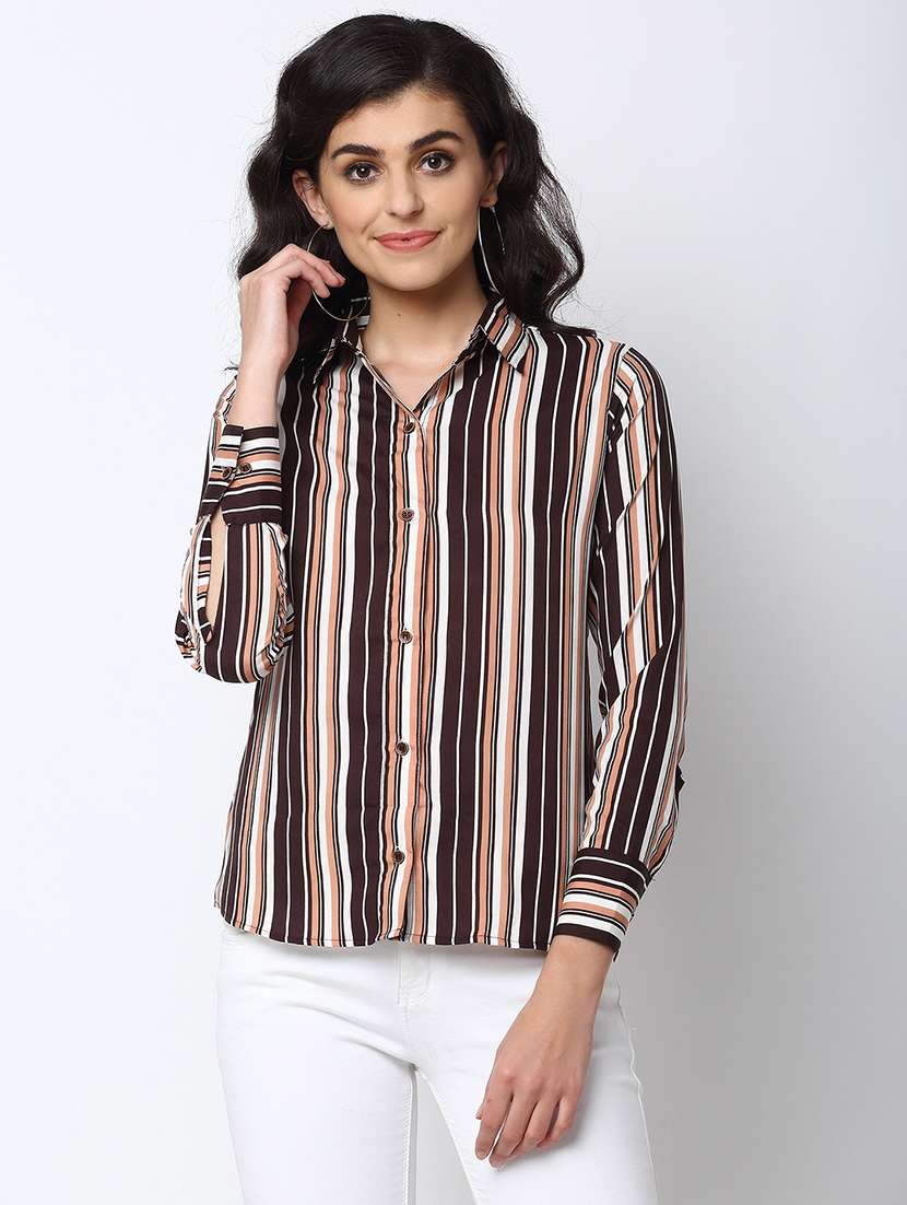 stripes crepe regular shirt