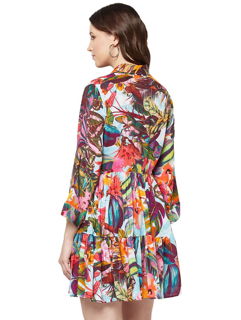 women's fit & flare tropical tiered dress - 19772519 -  Standard Image - 2