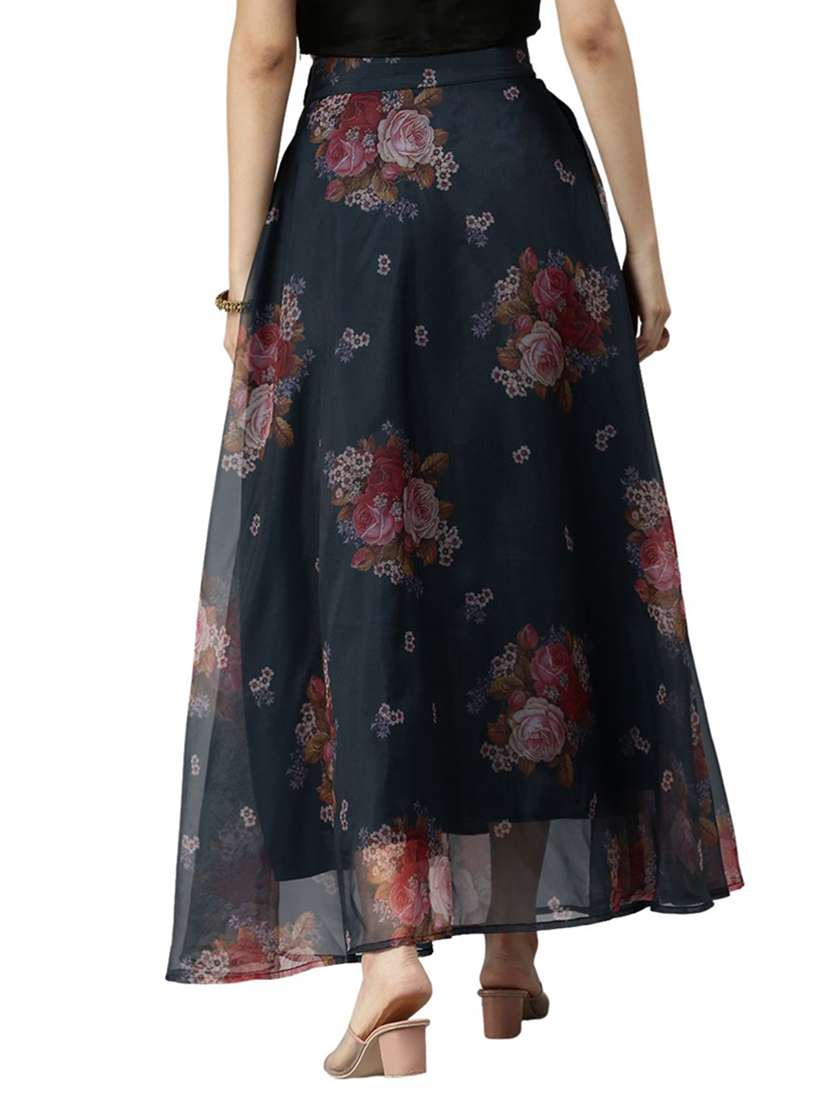 blue printed polyester straight skirt - 19772642 - Standard Image - 2