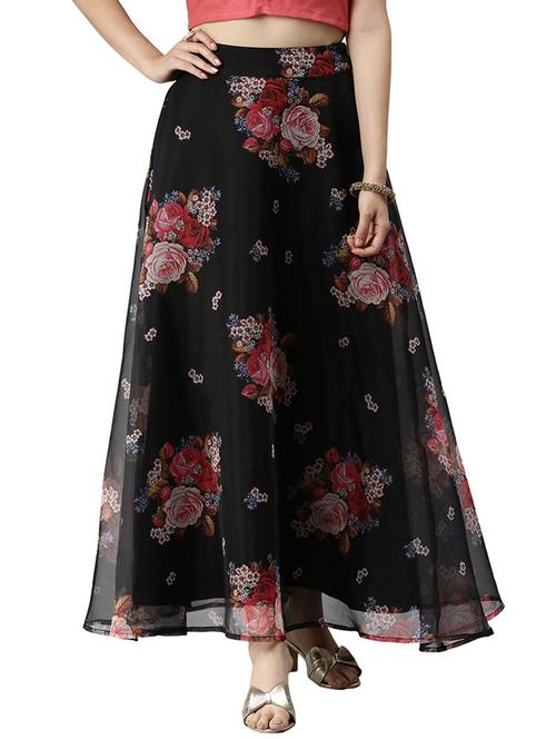 black printed polyester straight skirt - 19772643 -  Standard Image - 0