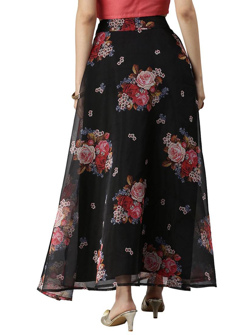 black printed polyester straight skirt - 19772643 - Standard Image - 2