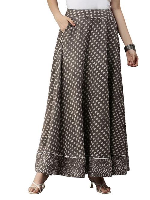 grey printed cotton straight skirt - 19772645 - Standard Image - 0