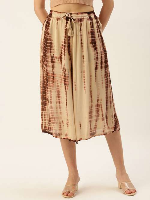 printed culottes pleated trouser - 19772648 - Standard Image - 0