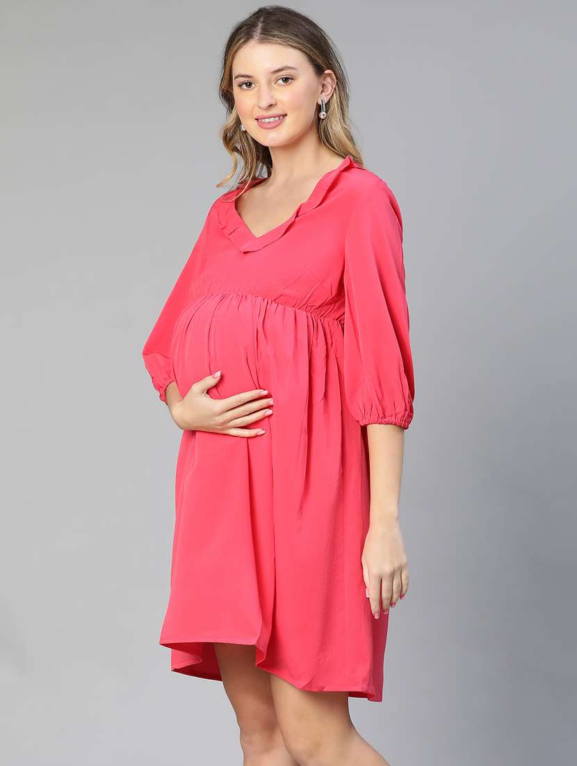 pink solid maternity wear - 19774988 -  Standard Image - 2