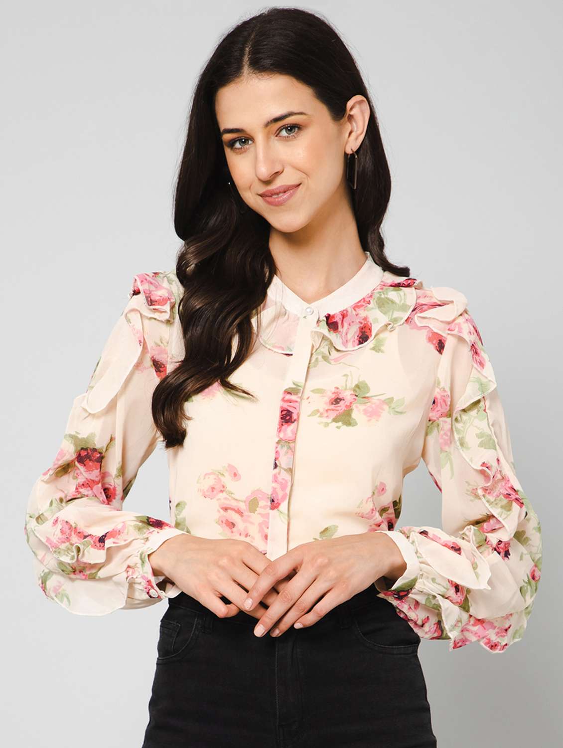 florals print regular shirt