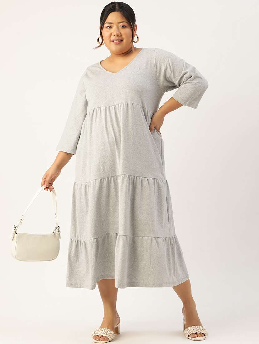 women's tiered dress solid dress