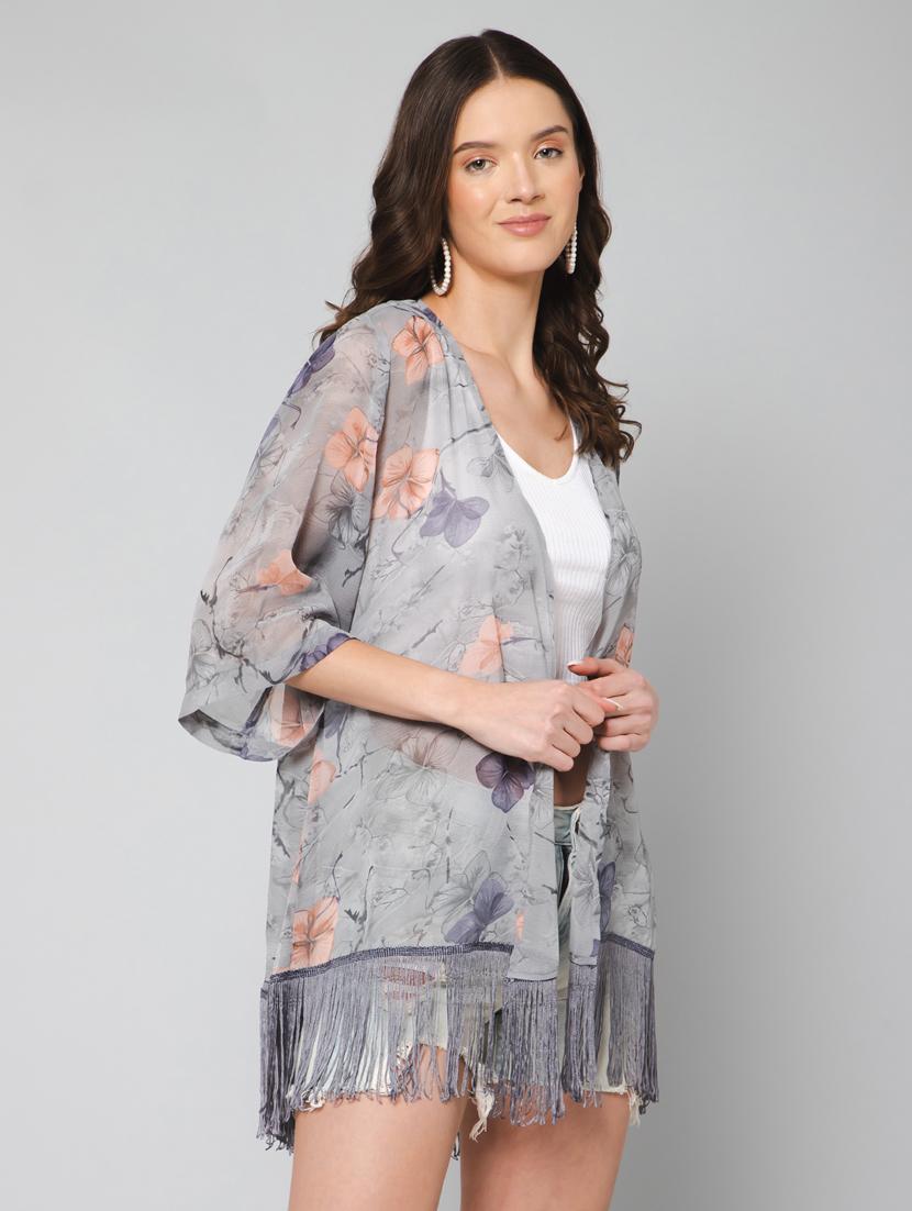 women printed georgette shrug - 19777886 - Standard Image - 2
