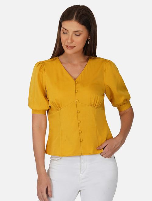 mustard polyester regular shirt - 19777897 -  Standard Image - 0