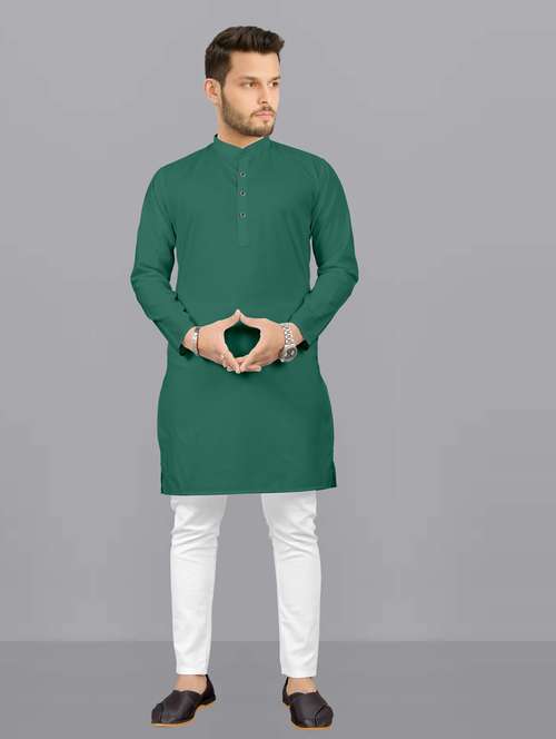men solid mandarin neck long kurta - 19777920 - Standard Image - 0