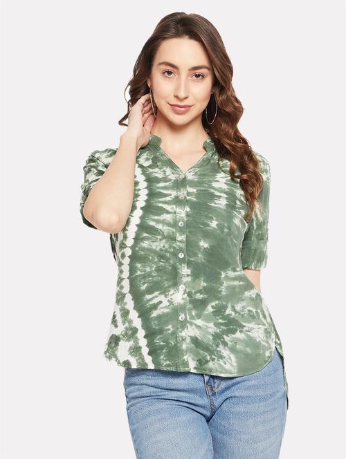 printed rayon regular shirt - 19777985 - Standard Image - 0