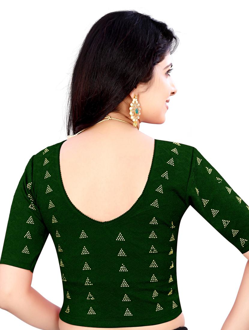 green cotton lycra printed blouse - 19778665 - Standard Image - 2