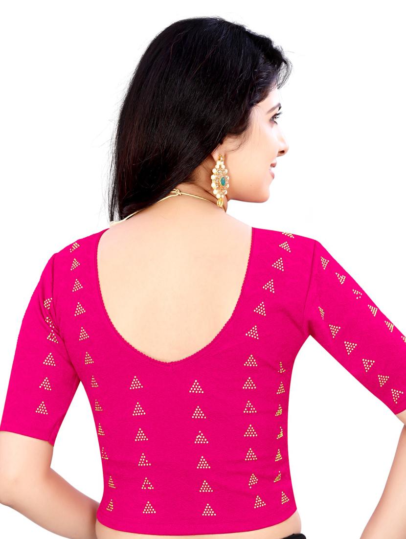 pink cotton lycra printed blouse - 19778670 - Standard Image - 2