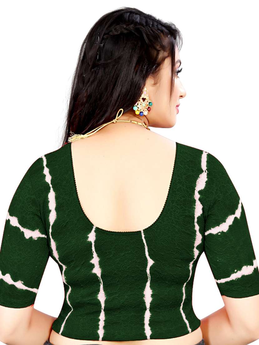 green cotton lycra printed blouse - 19778672 - Standard Image - 2