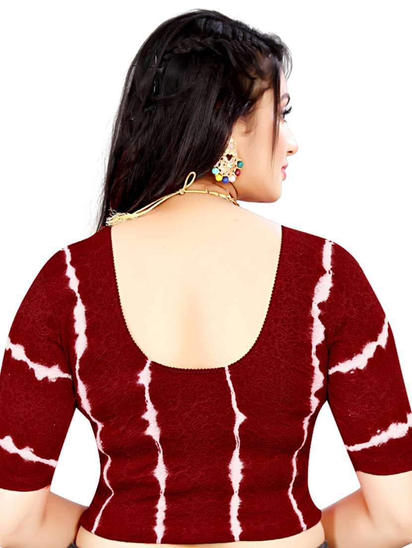 red cotton lycra printed blouse - 19778673 - Standard Image - 2
