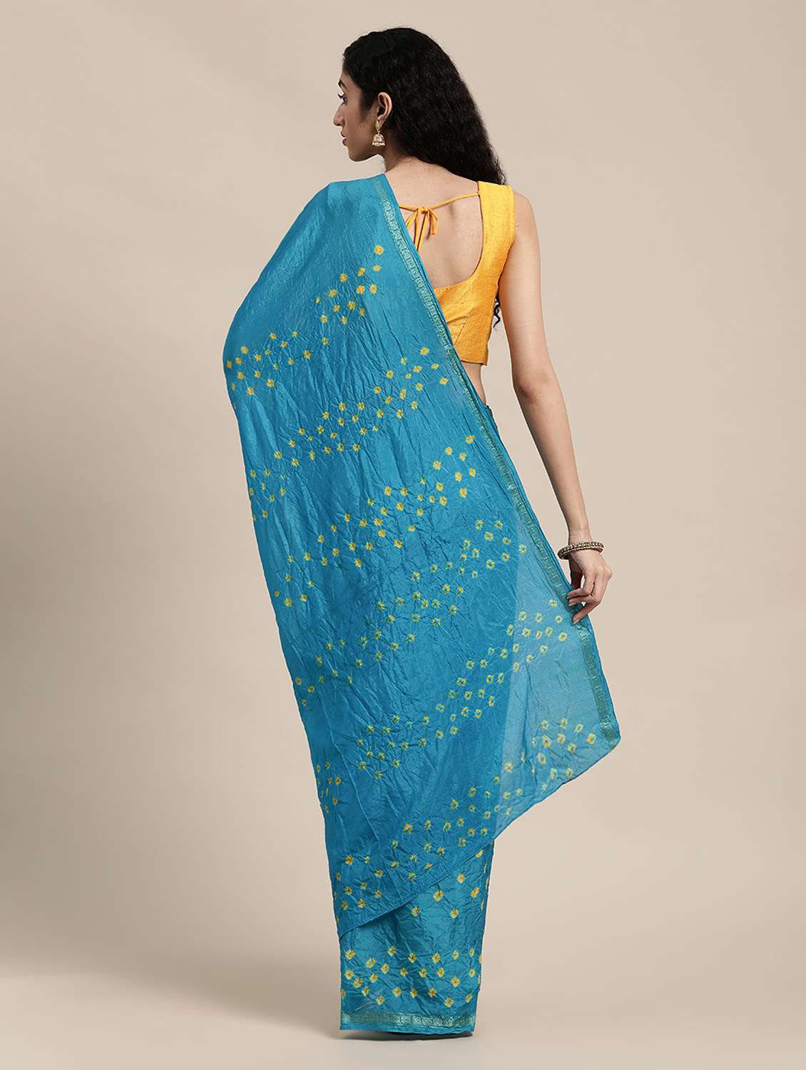 women's bandhani blue colored saree - 19779018 - Standard Image - 2