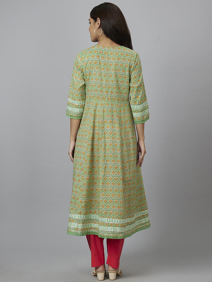 round neck printed flared kurta - 19779260 - Standard Image - 2