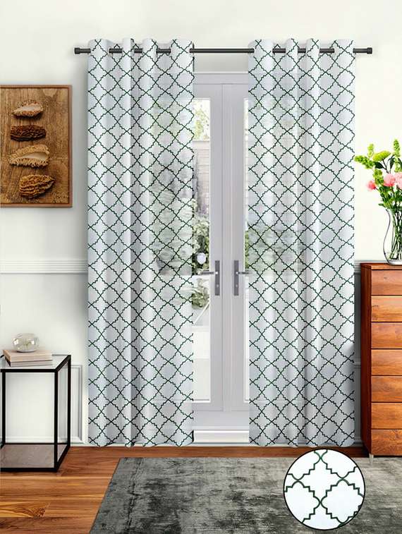 set of 2 long printed door curtains 