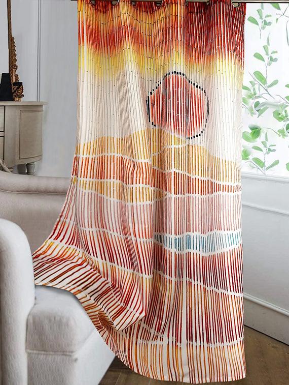 cortina designer eyelet printed home curtains