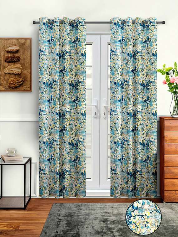 cortina designer eyelet printed home curtains
