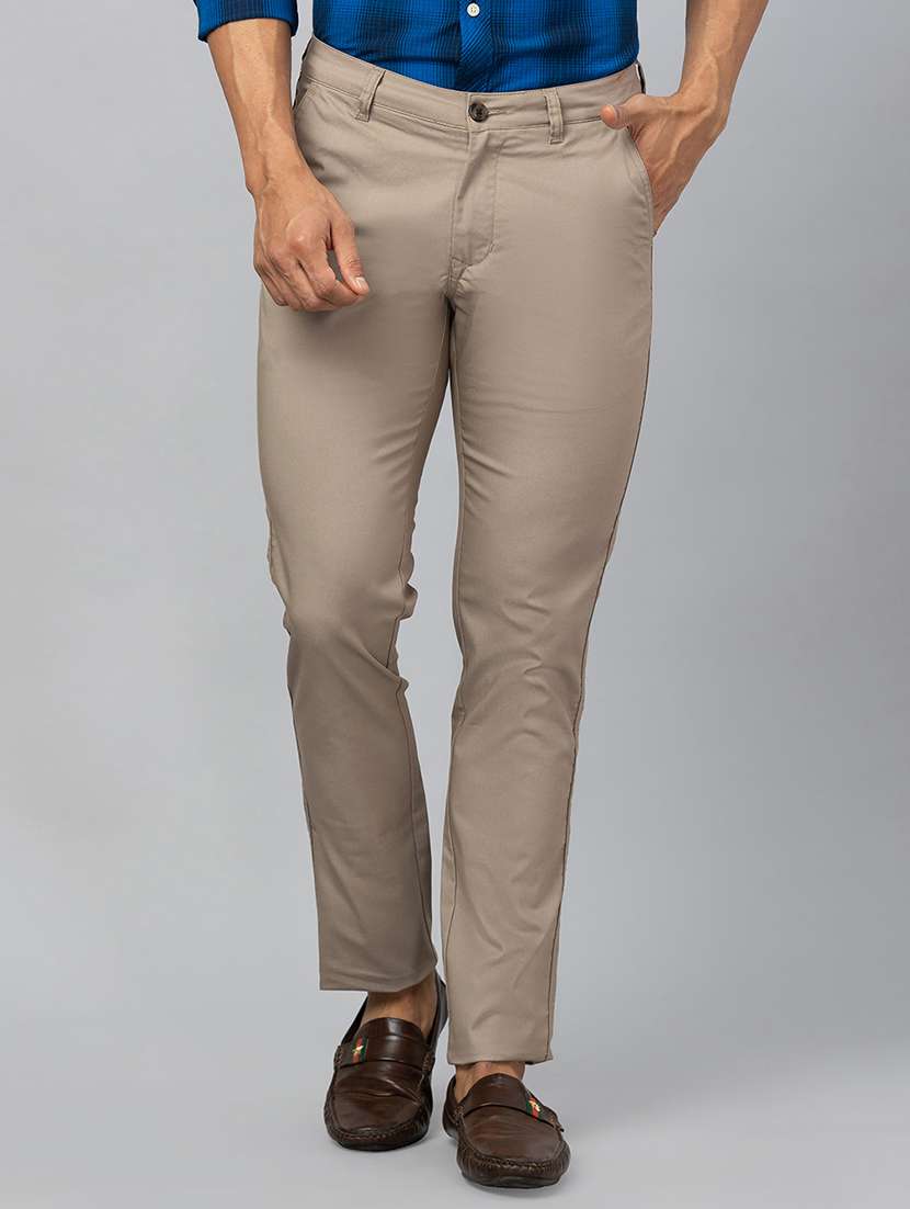 beige cotton blend chinos casual trouser