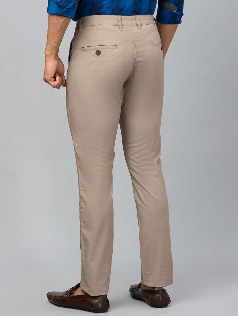 beige cotton blend chinos casual trouser - 19780736 -  Standard Image - 2
