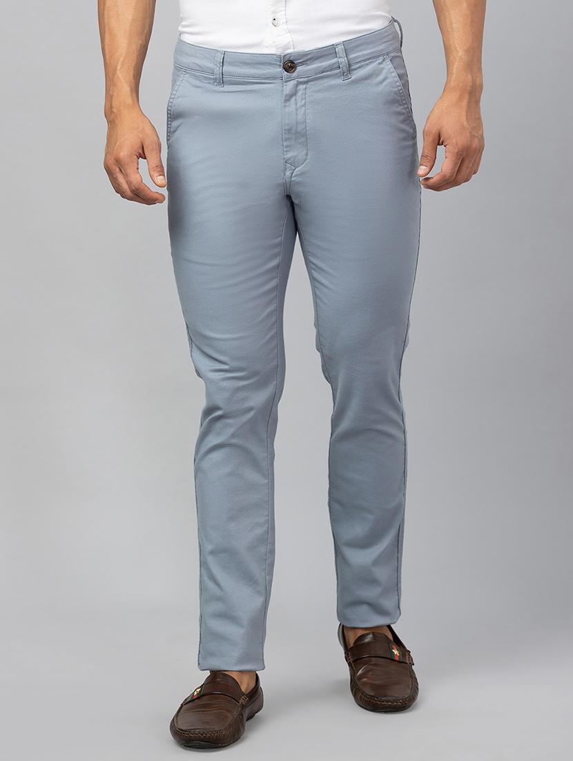 blue cotton blend chinos casual trousers - 19780738 - Zoom Image - 0