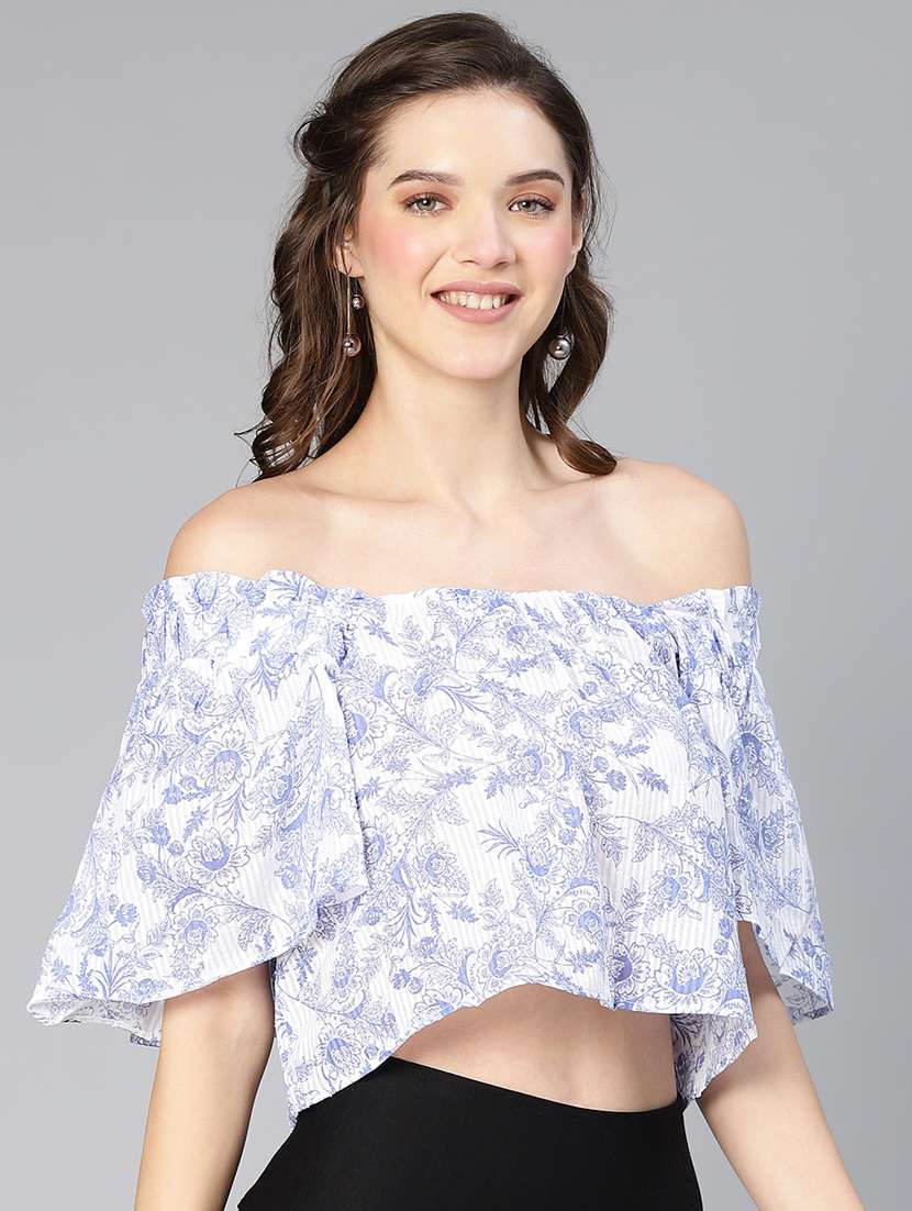 women white printed off shoulder top - 19780856 - Zoom Image - 0