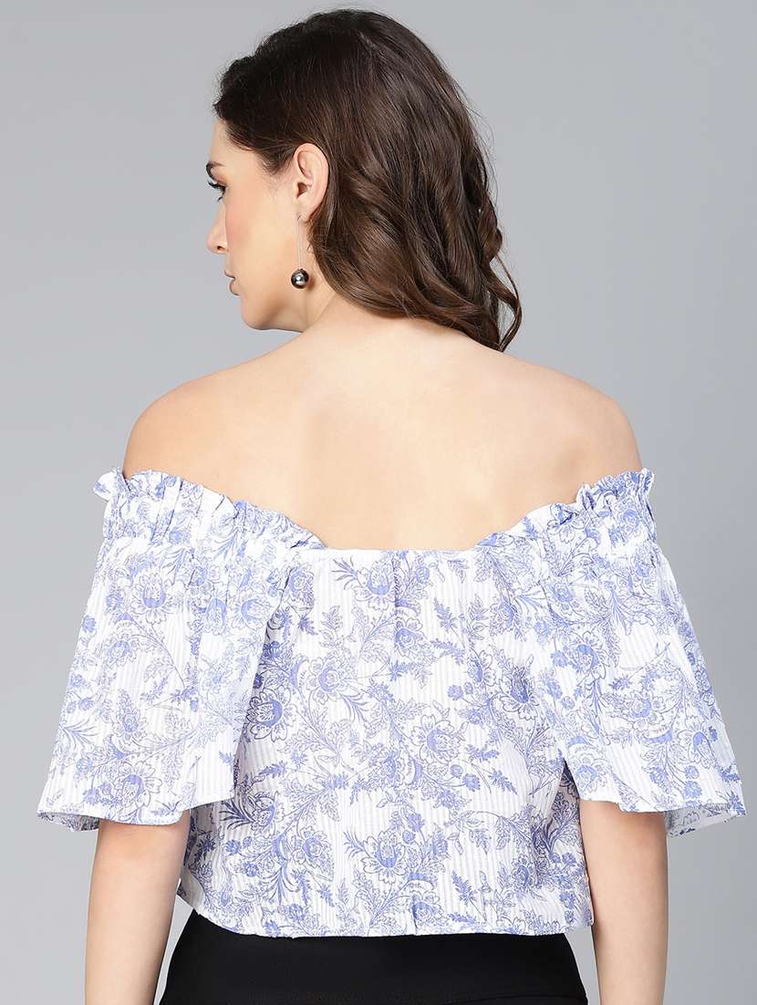 women white printed off shoulder top - 19780856 - Standard Image - 2