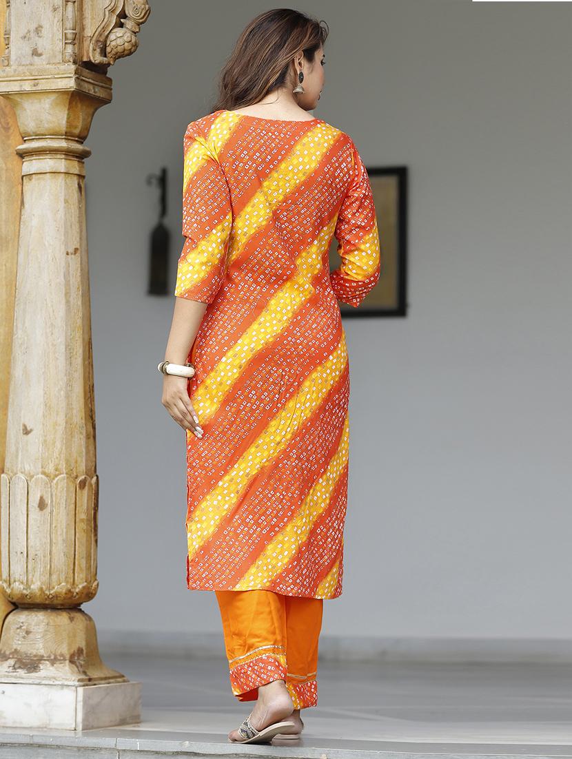 bandhani print kurta palazzo set - 19781042 - Standard Image - 2