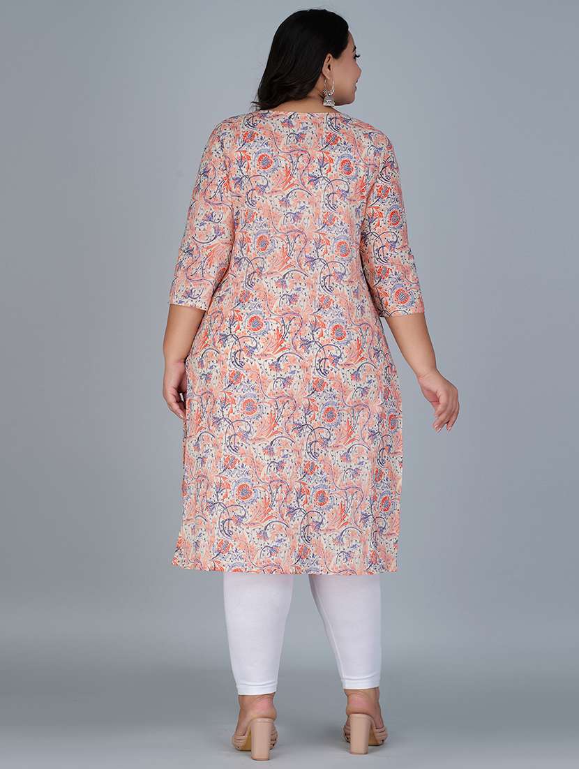 round neck printed straight kurta - 19781056 -  Standard Image - 2