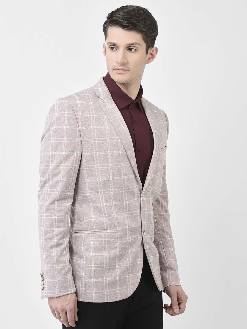 notched lapel check single breasted blazer - 19781145 -  Standard Image - 2