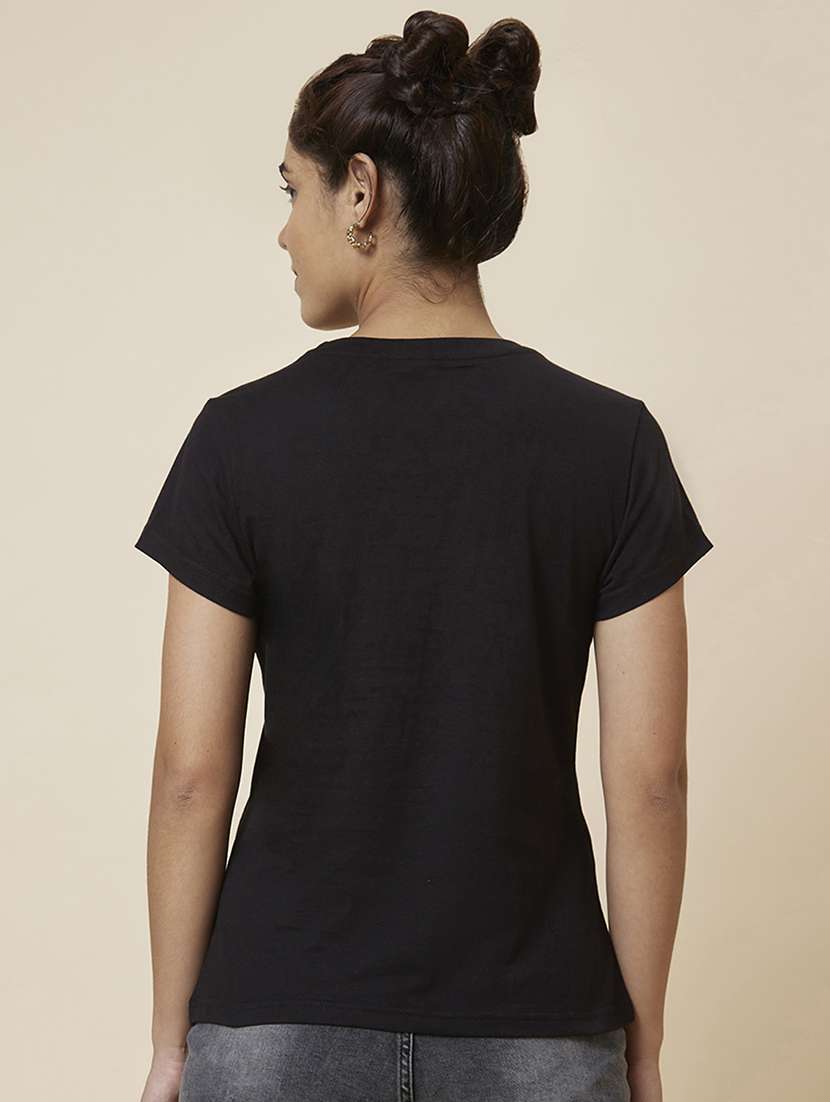 women's chest print round neck t-shirt - 19781381 -  Standard Image - 2