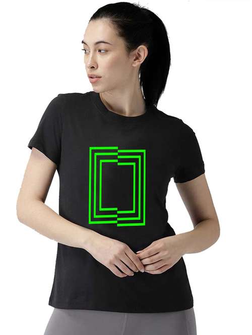 women's front print round neck t-shirt - 19782088 - Standard Image - 0