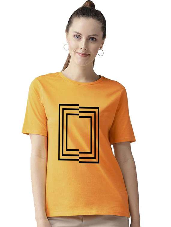 women's front print round neck t-shirt