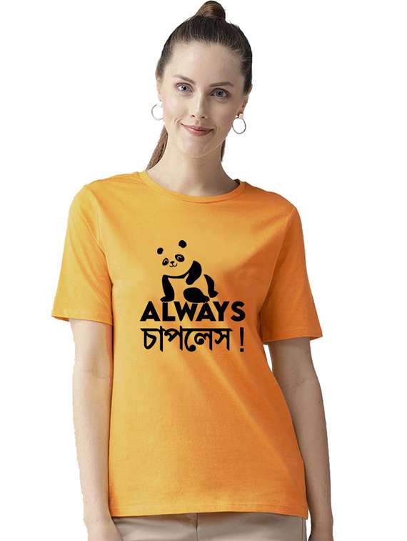 women's chest print round neck t-shirt