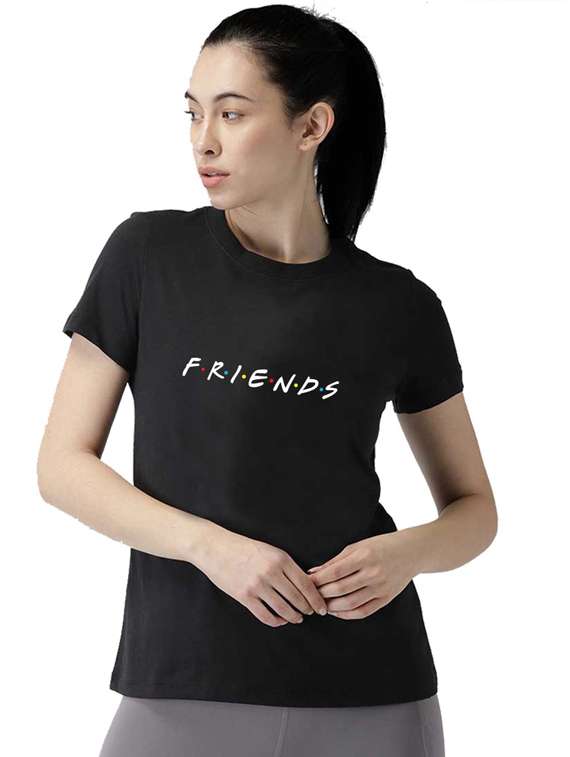 women's front print round neck t-shirt