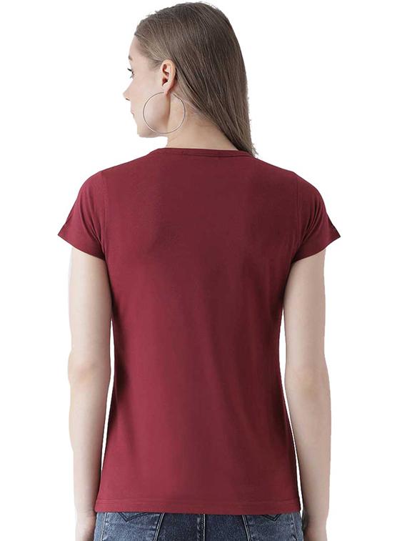 women's chest print round neck t-shirt - 19782120 - Standard Image - 2