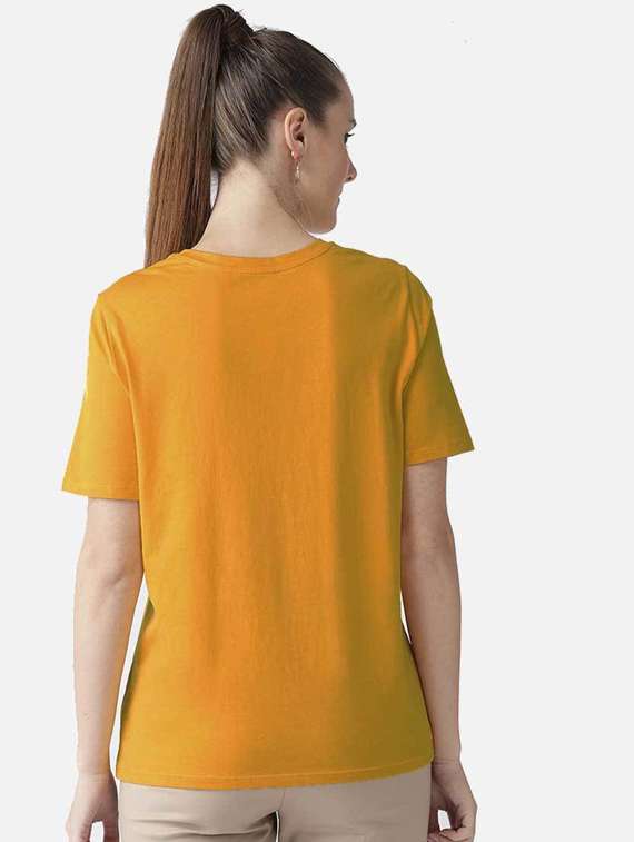 women's chest print round neck t-shirt - 19782288 - Standard Image - 2