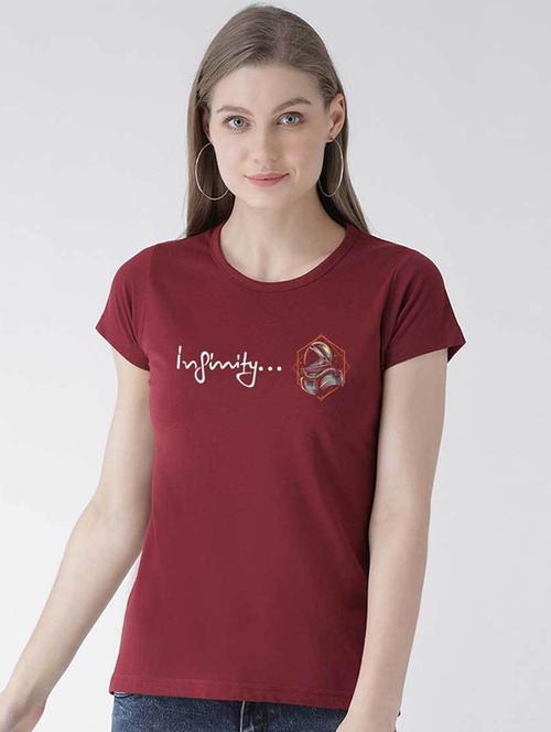 women's chest print round neck t-shirt - 19782291 -  Standard Image - 0