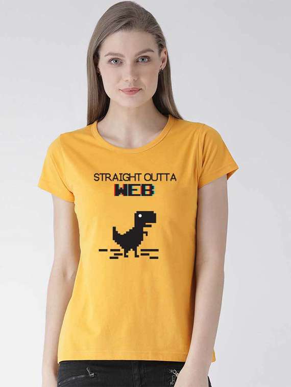 women's front print round neck t-shirt