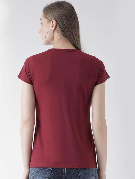 women's chest print round neck t-shirt - 19782319 - Standard Image - 2