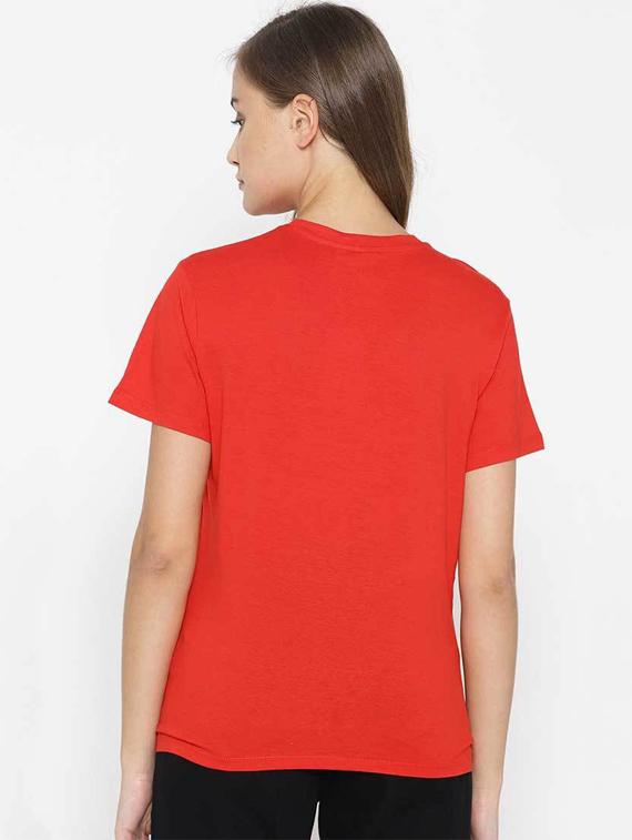 women's chest print crew neck t-shirt - 19782361 - Standard Image - 2