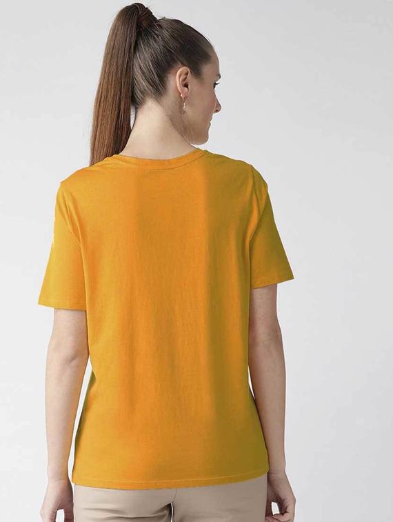 women's chest print round neck t-shirt - 19782366 - Standard Image - 2